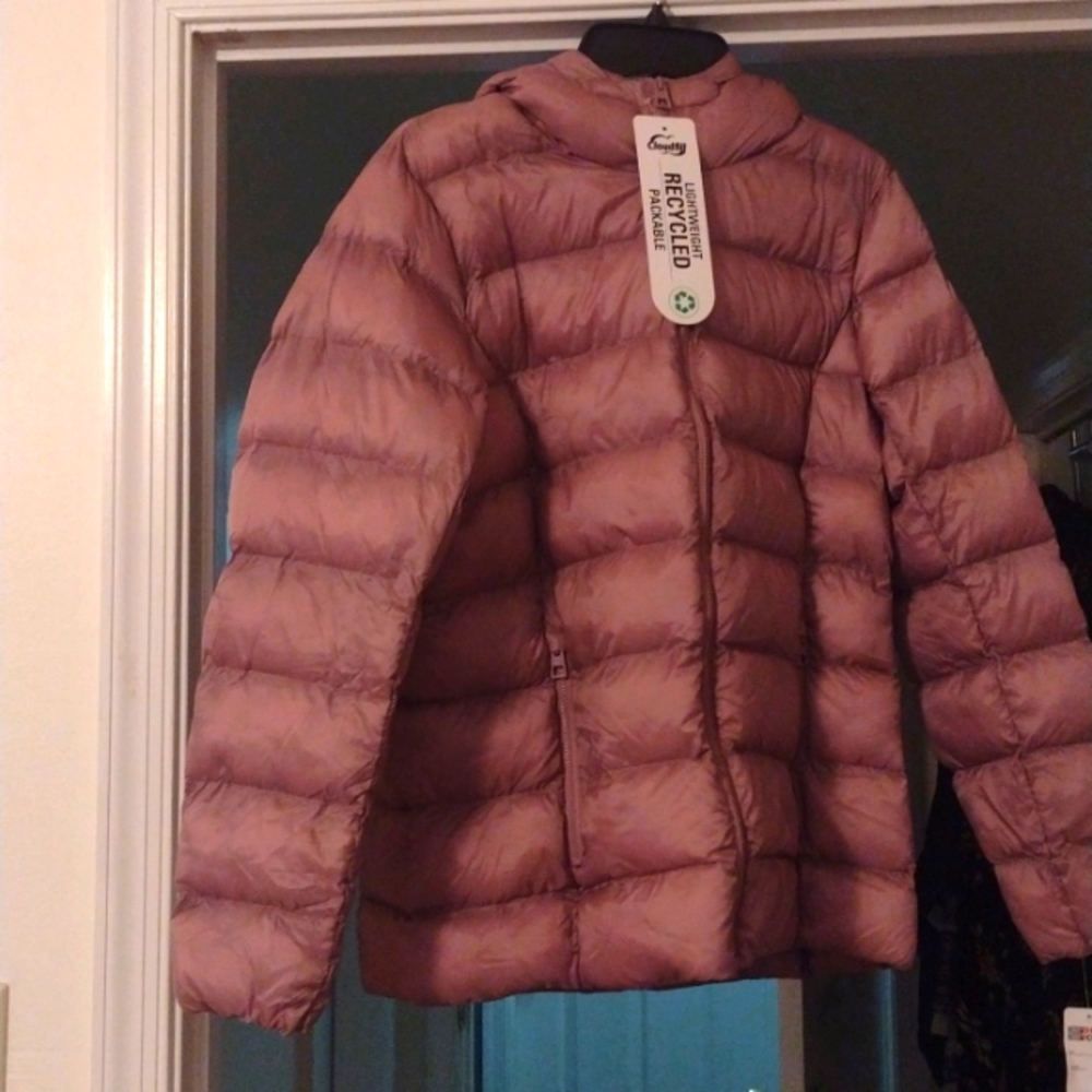 Light Mauve puffy hooded jacket